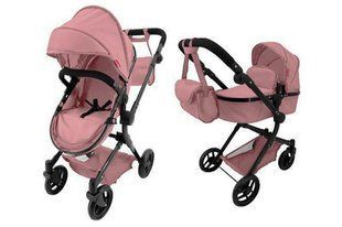 Коляска для ляльки 2в1 ALFA 9707 POWDER PINK з сумкою метал.кор.51x15.5x39.5 см CARRELLO Дів0247 фото