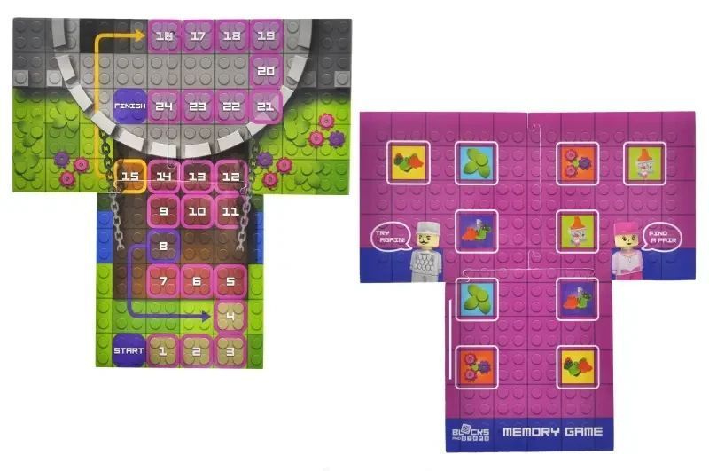 Конструктор "Block&Steps: Дракон та замок" + ходилка і меморі гра 3в1, 43дет. QB300-106 qbee Кон7636 фото