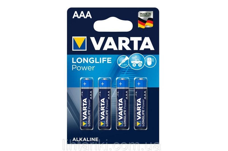 Батарейки Varta LR03 High Energy (Longlife Power) alkaline 4 шт. Різ9749 фото